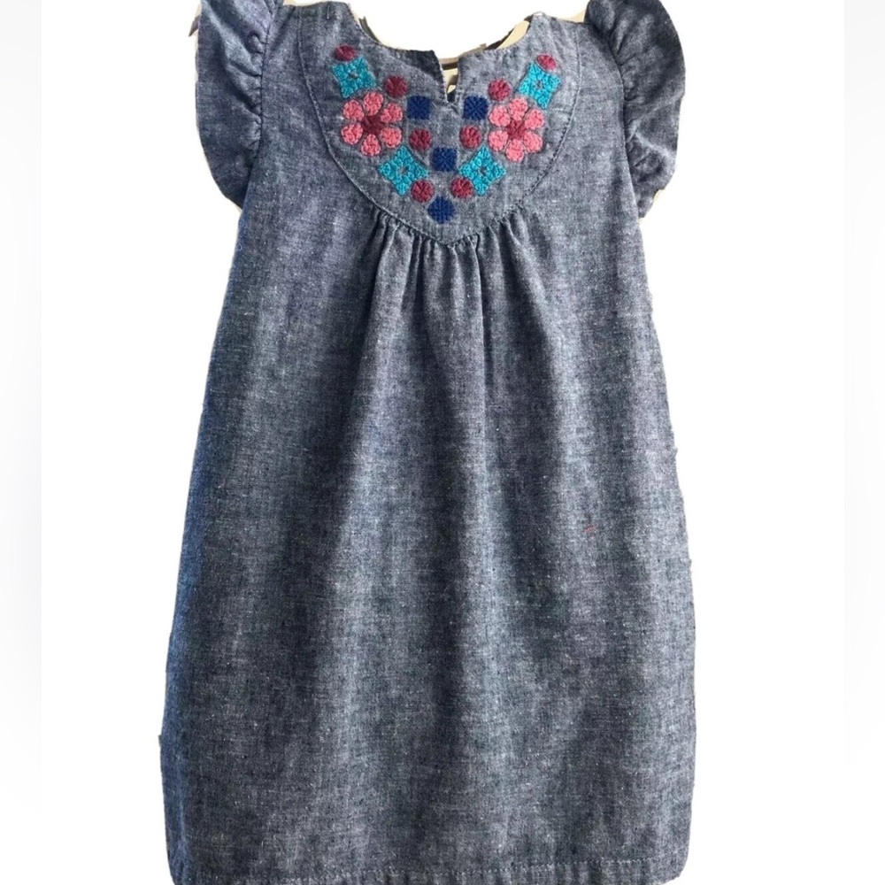 New Tea Collection Girls Sz 3 Embroidered Chambray Dress Tunic